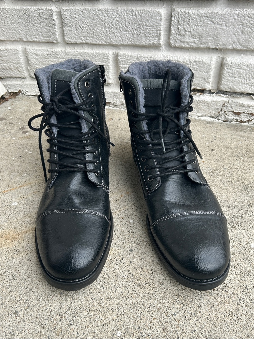 Dexter Black Lace Up Ankle Boots Faux Fur Lined Waterproof  Mens 12